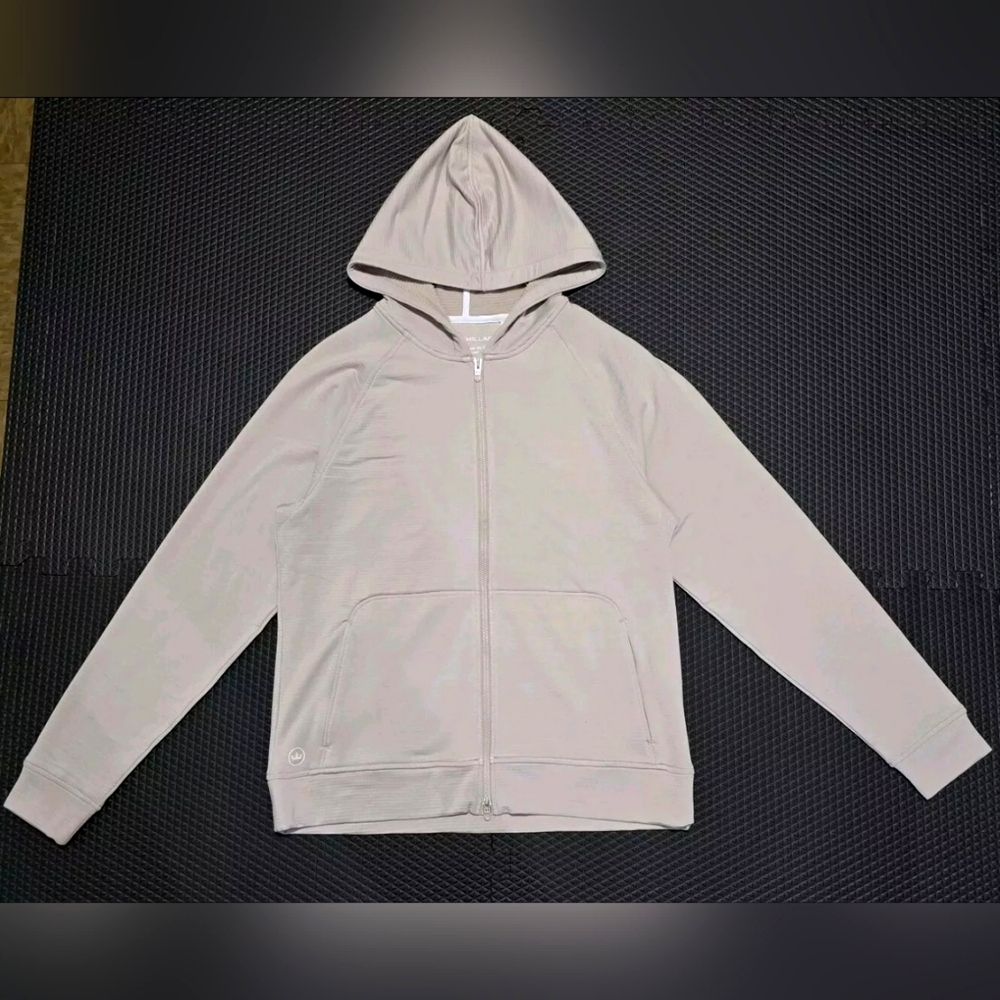 Women's Peter Millar Zip Up Hoodie Womenswear LS24EK46 Stone Beige Size Medium